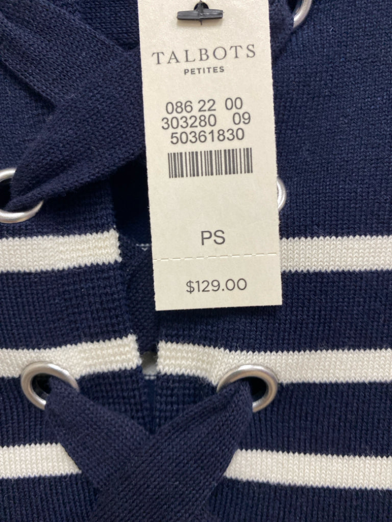 NWT Talbots Size SP Navy White Striped Petite Dress
