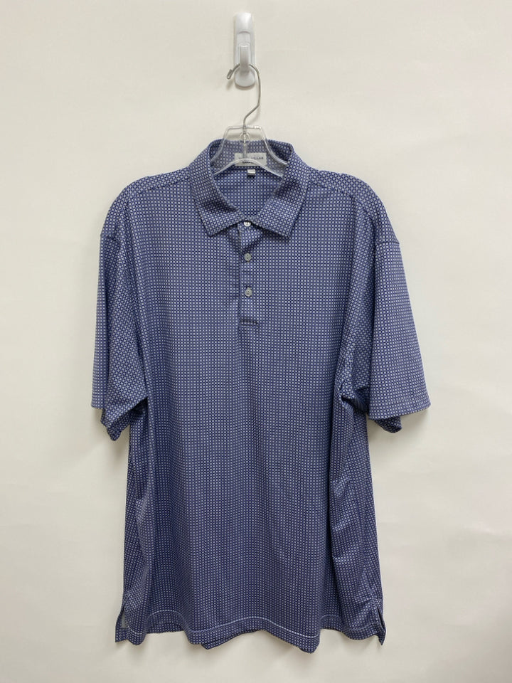 Peter Millar Size L Blue Gray Print Polo Men&