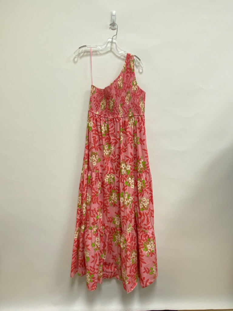 Size XL Pink Coral/Green Flowers Sleeveless Ladies Dress