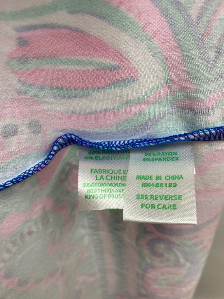 LILLY PULITZER Size 12 Aqua/Pink White/Blue Maxi Ladies Dress
