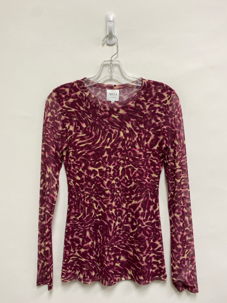 Misa Size XS Magenta Tan Animal Print Mesh Ladies Top