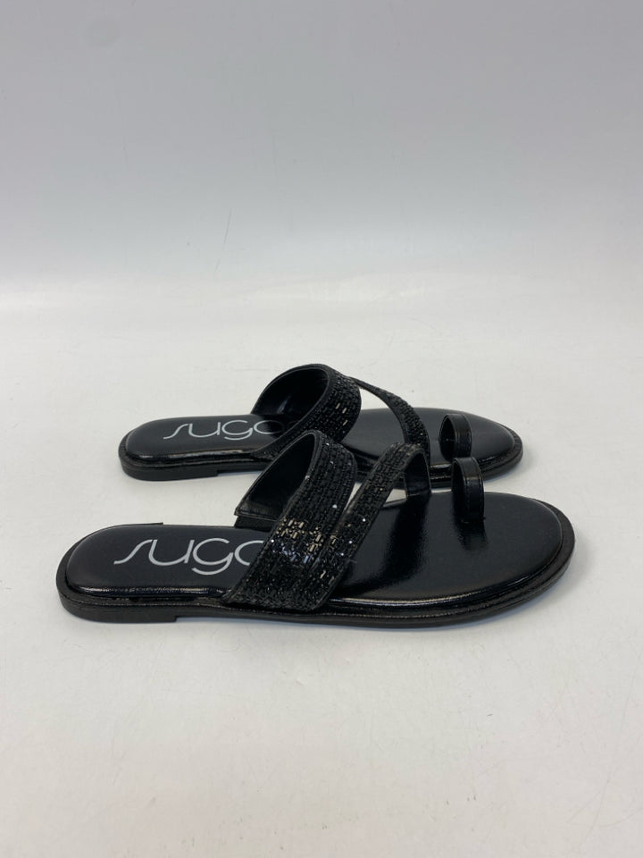Size 8 Black Beaded Sandals