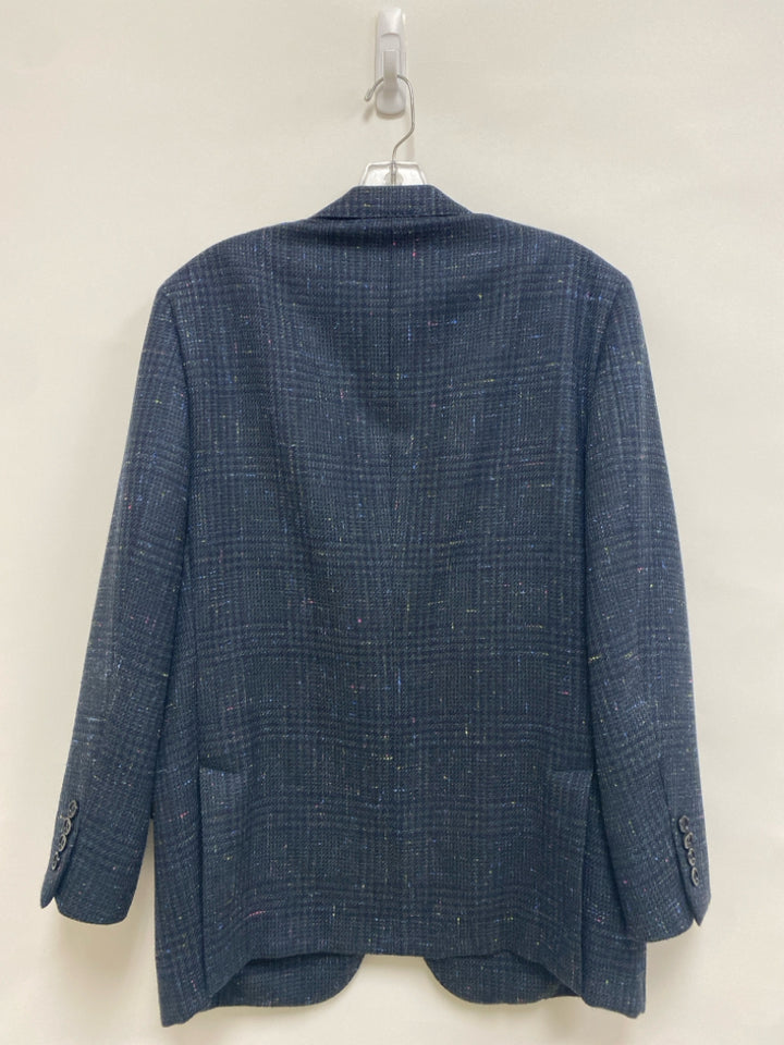 Hickey Freeman Size 40 Navy Green Speckles Button Up Wool Blend Men&