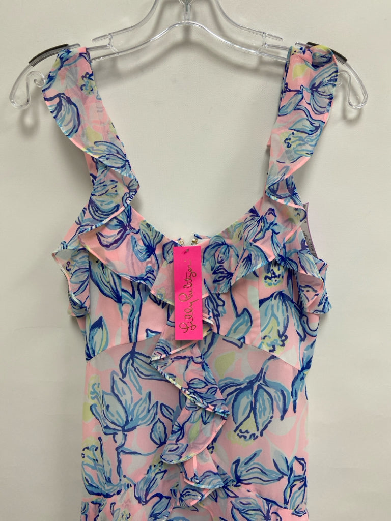 NWT LILLY PULITZER Size 6 Pink/White Blue/Green Floral Maxi Ladies Dress