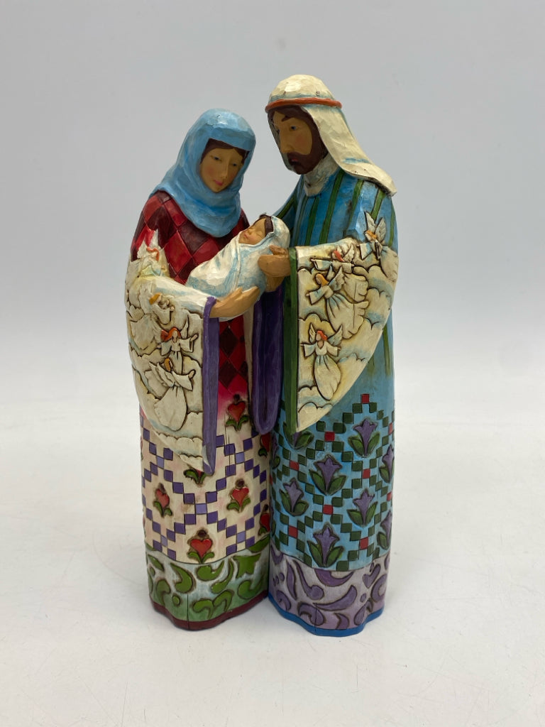 Jim Shore Blue/Cream Red/Multi Holy Family Christmas