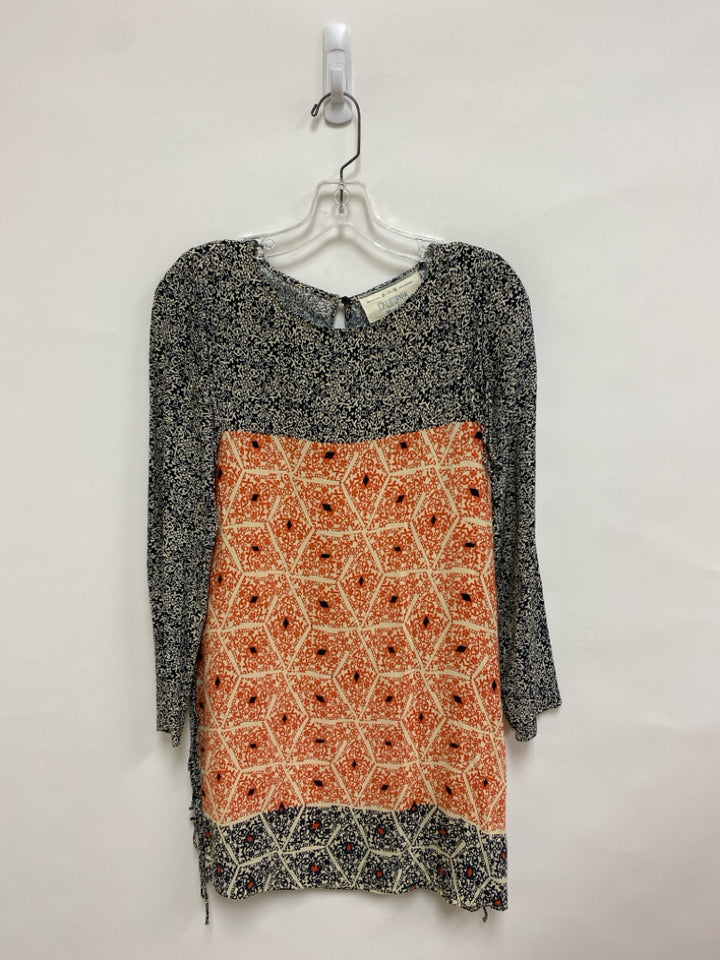 Size S Navy Orange Assorted Print Ladies Dress