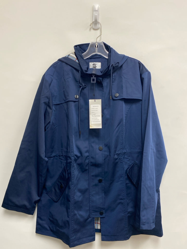 NWT Size L Navy Hooded Button Up Ladies Jacket