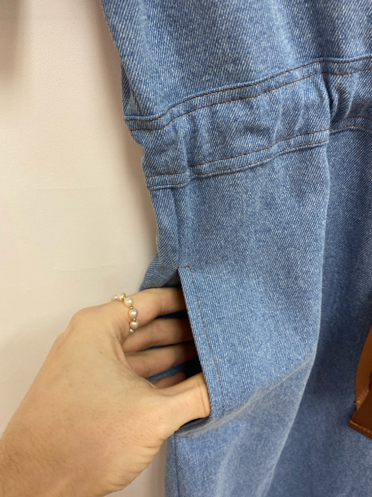 NWT Size M Light Blue V Neck Denim Ladies Jumpsuit