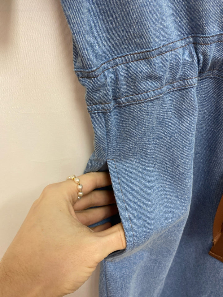 NWT Size M Light Blue V Neck Denim Ladies Jumpsuit