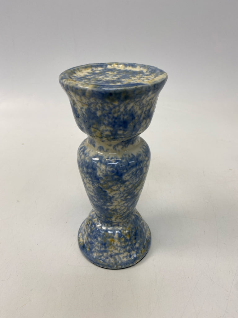 Blue/White Mottled Ceramic Candleholder(s)