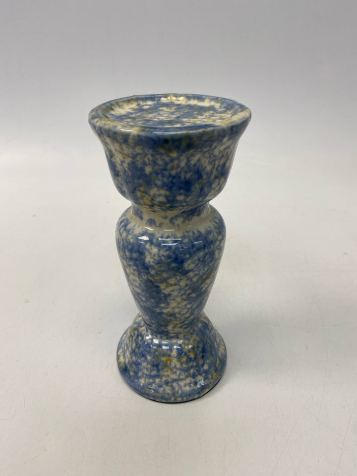 Blue/White Mottled Ceramic Candleholder(s)