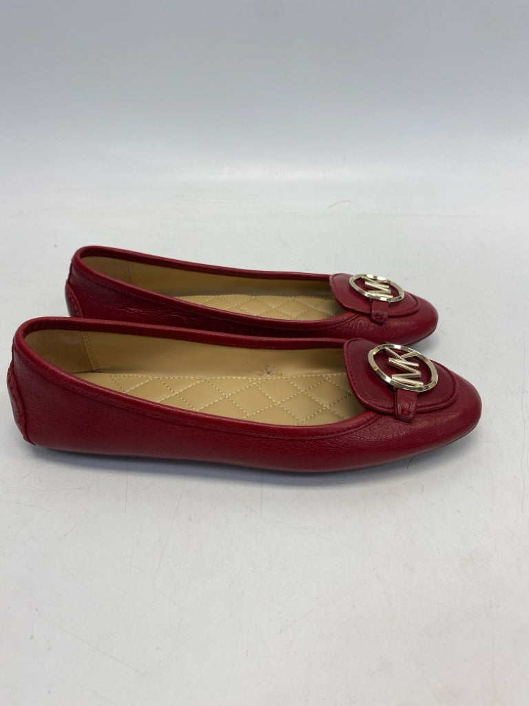 Michael Kors US Size 7.5 Dark Red Gold Logo Flats