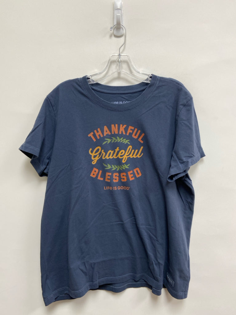 Life is Good Size XL Slate Blue Words Ladies Top