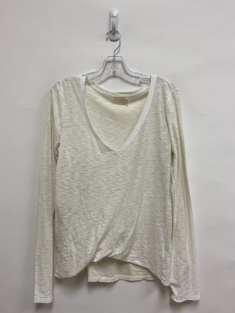 NATION LTD Size M Cream Texture Long Sleeve Tee Ladies Top