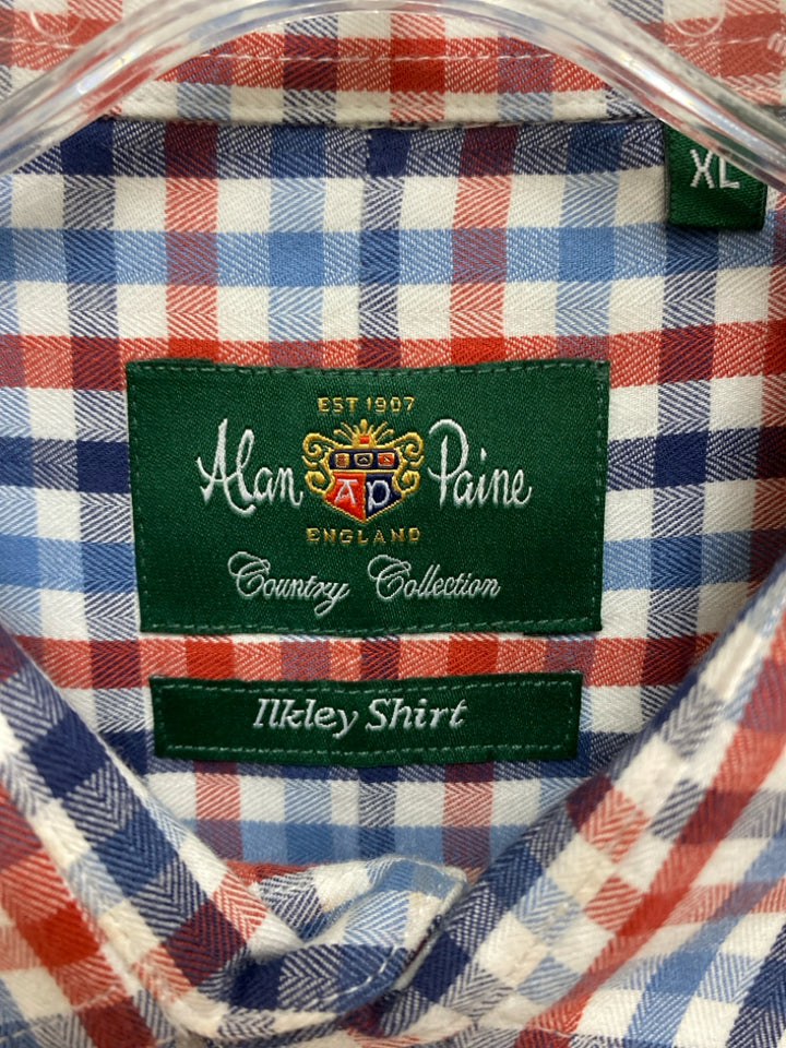 Alan Paine Size XL White Blue/Red Checkered Men&
