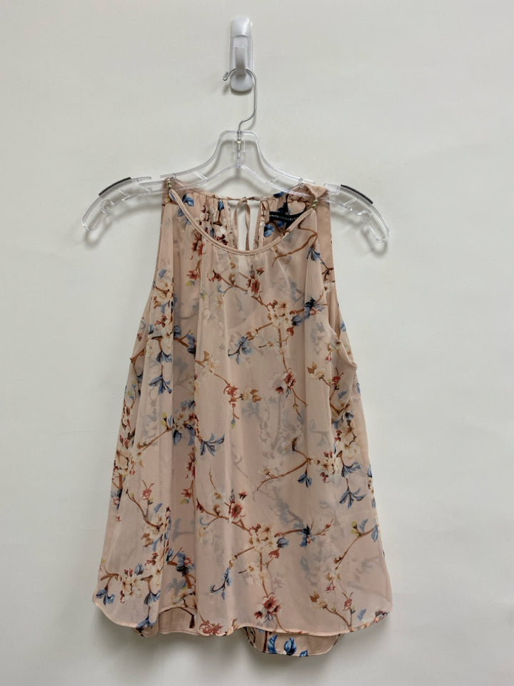 Wht House/Blk Mkt Size S Dusty Pink Blue/Multi Flowers Sleeveless Ladies Top