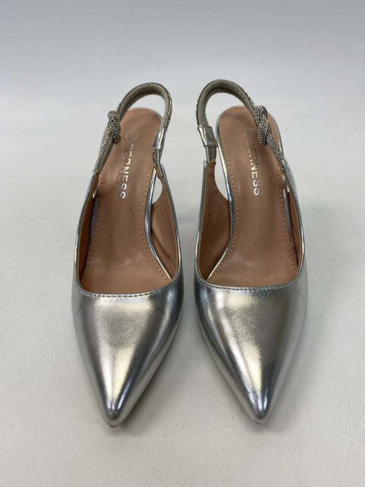 Size 5.5 Silver Rhinestone(s) Metallic Heels