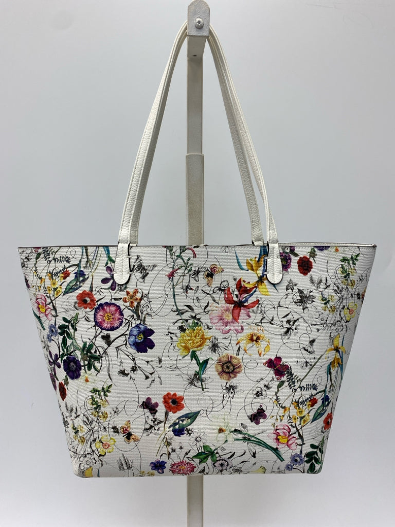 White Multi-Color Flower(s) Handbag