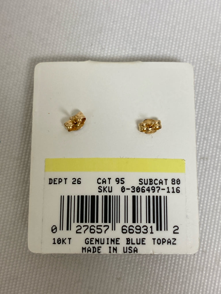 NEW/PKG Blue Gold Color Stones Earrings