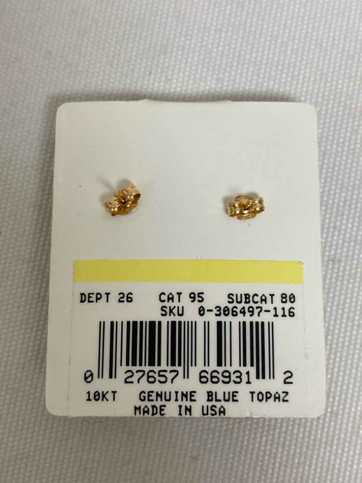 NEW/PKG Blue Gold Color Stones Earrings