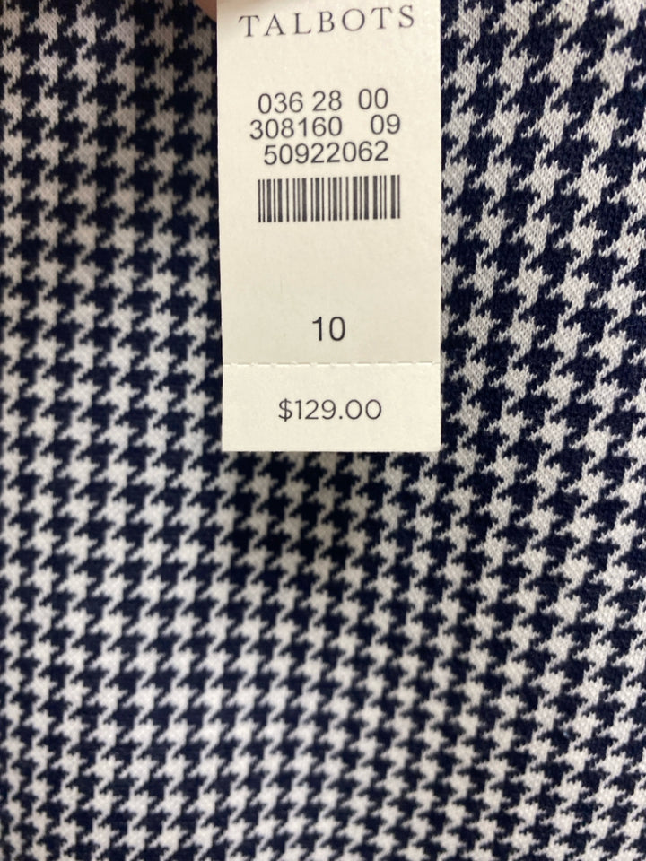 NWT Talbots Size 10 White/Navy Houndstooth Ladies Dress