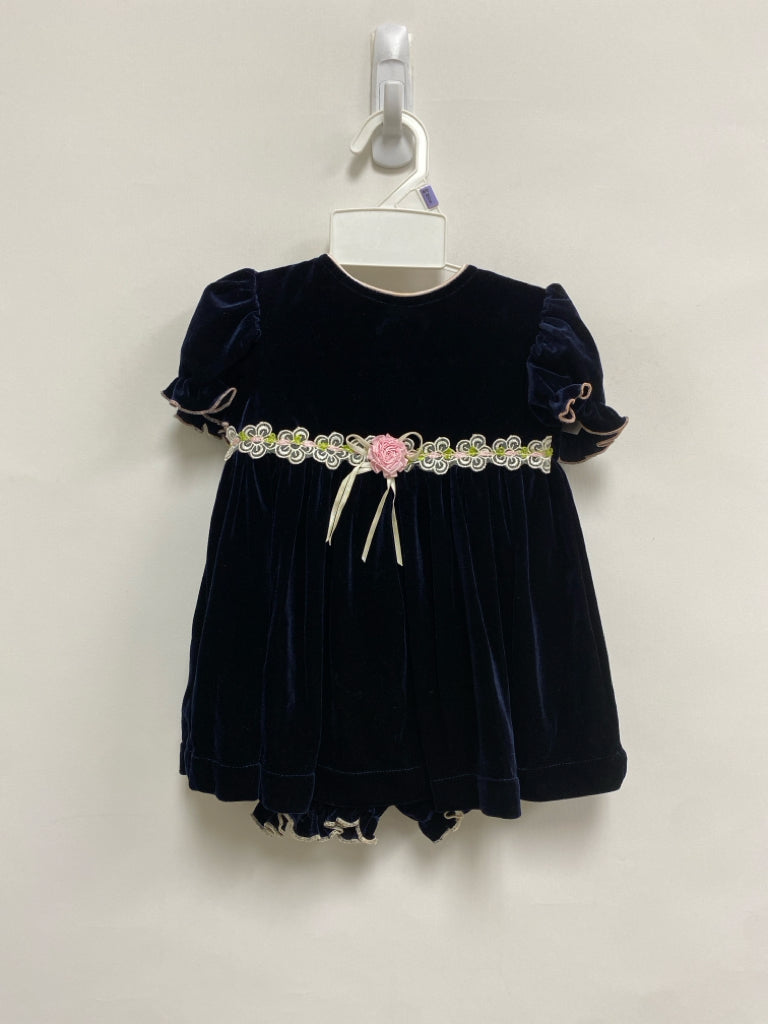 Youngland SIZE 6-9M Navy Pink Trimmed Short Sleeve Girl&