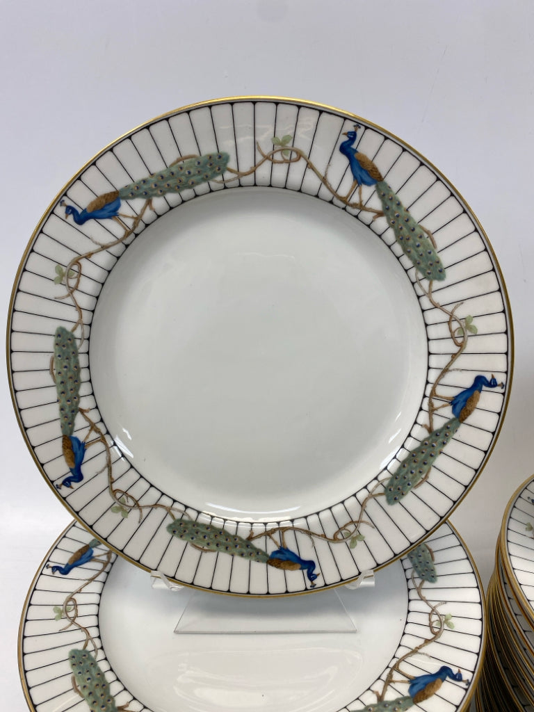 White Blue/Green Peacock China Dishes