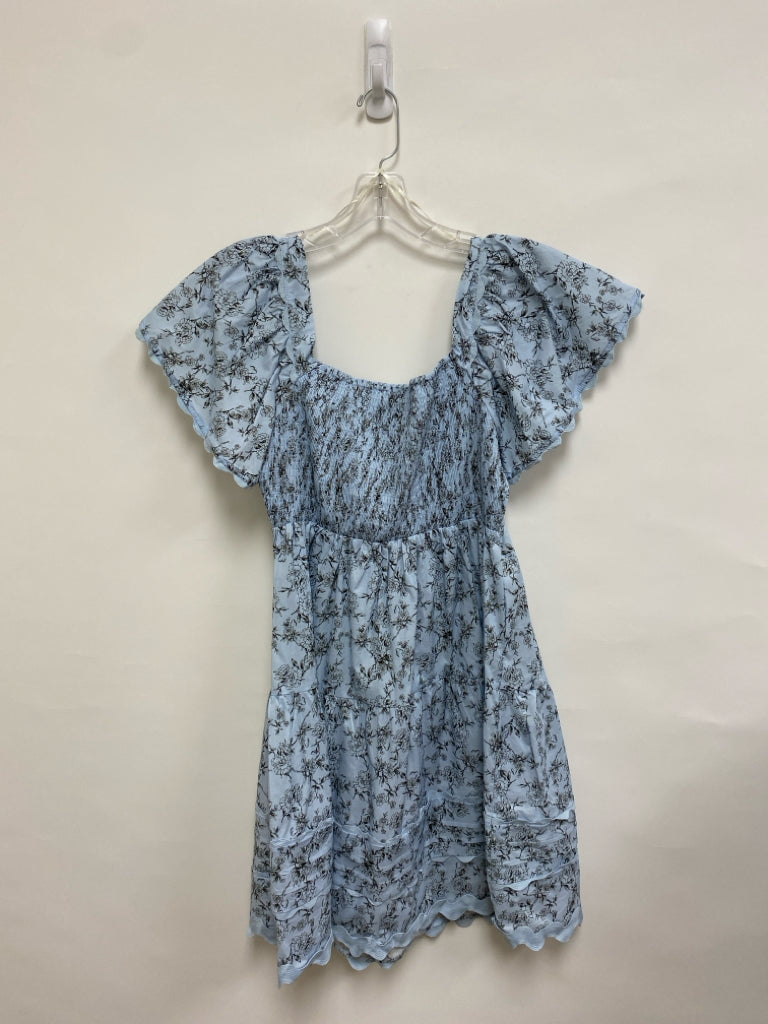 NWT Umgee Size S Powder Blue Black Flowers Ladies Dress