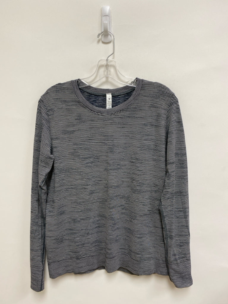 Lululemon Size 8 Black/Gray Stripes Long Sleeve Athletic Top