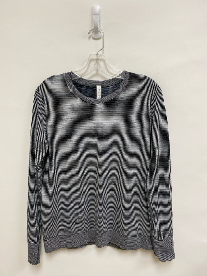 Lululemon Size 8 Black/Gray Stripes Long Sleeve Athletic Top