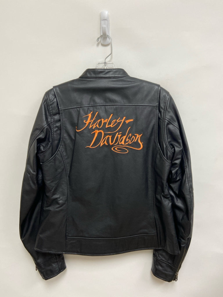 Harley-Davidson Size M Black Zip Down Leather Ladies Jacket