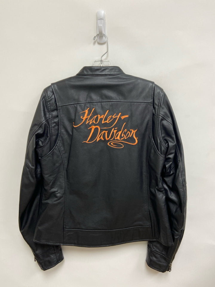 Harley-Davidson Size M Black Zip Down Leather Ladies Jacket