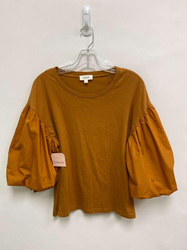 NWT ODDI Size L Camel Puff Sleeve Ladies Top