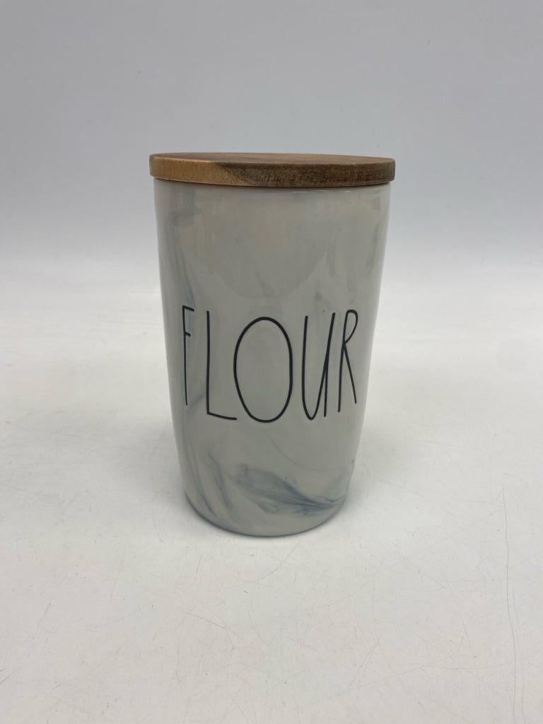 Rae Dunn White Natural Wood/Ceramic Canister Set