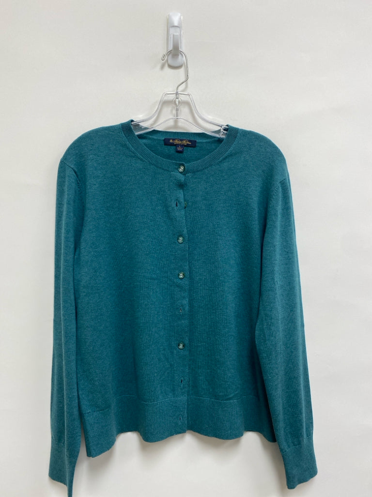 Brooks Brothers Size L Teal Green Heather Cardigan Ladies Sweater
