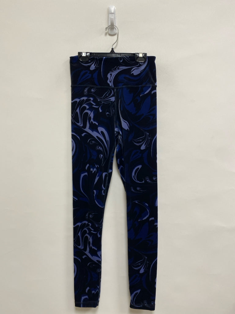 Athleta Size XS Black Blue Velour Athletic Leggings