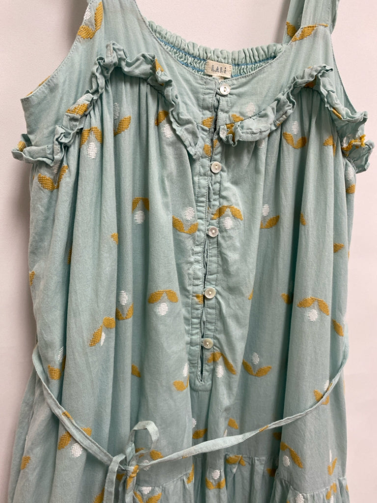 Size S Seafoam Yellow/White Ruffles Sleeveless Ladies Dress