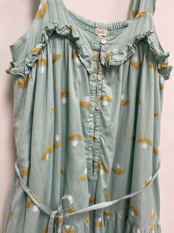 Size S Seafoam Yellow/White Ruffles Sleeveless Ladies Dress