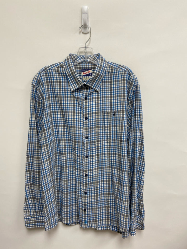 johnnie-o Size XL Blue/Gray White/Taupe Plaid Men&