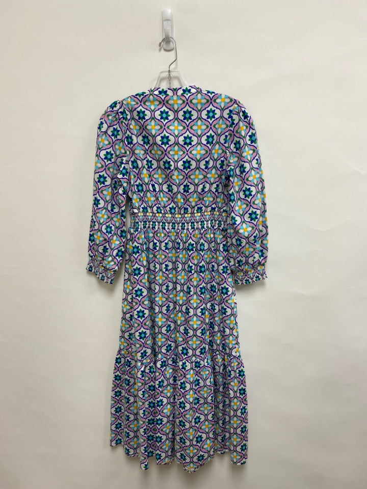 Boden Size 6 White/Blue Lavender/Green Flowers Tiered Ladies Dress