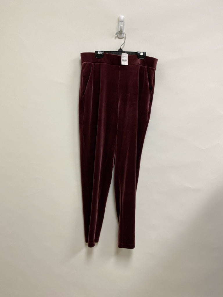 LOFT Size M Burgundy Pull-on Velour Ladies Pants
