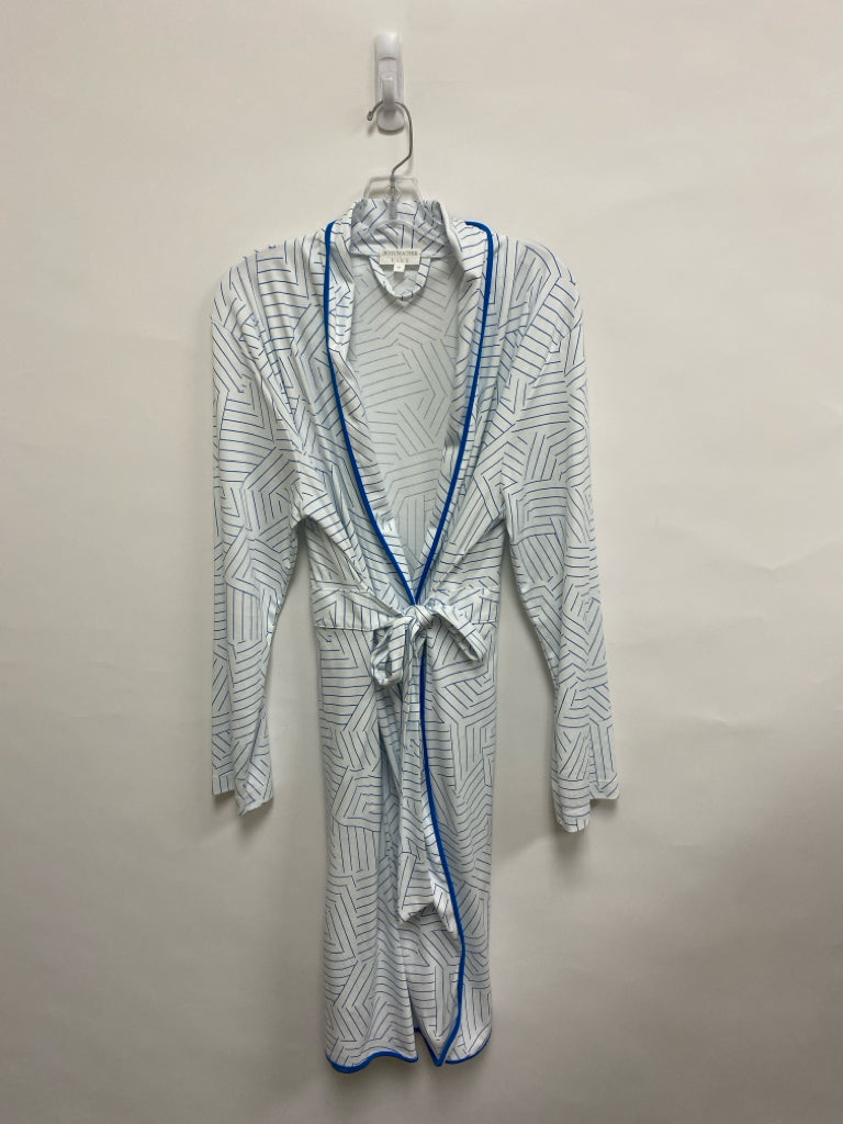 Size M White Blue Stripes Ladies Robe
