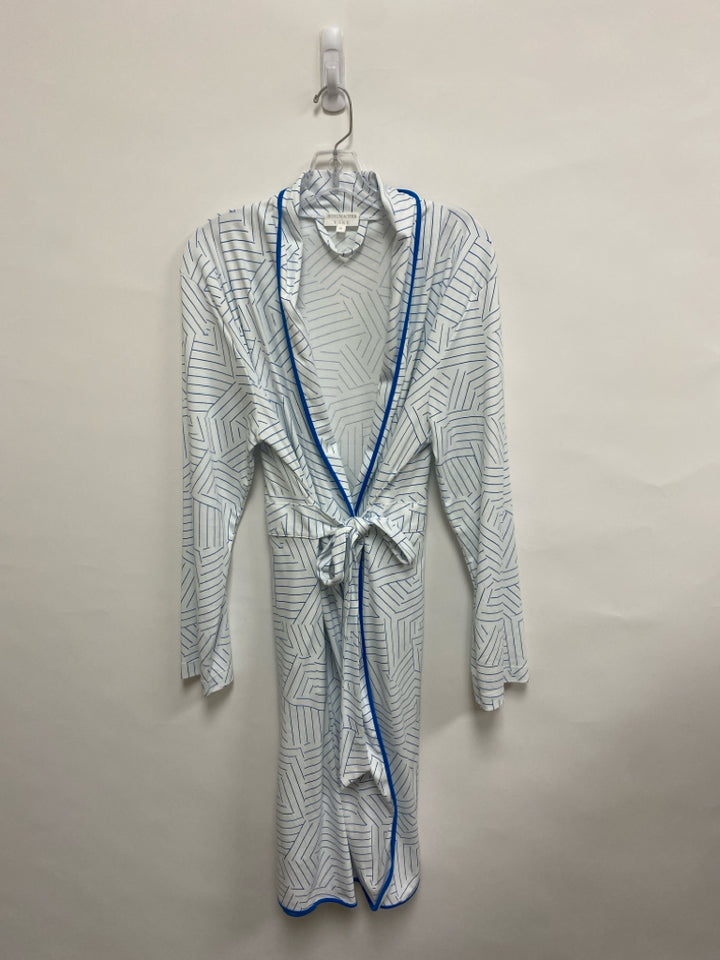 Size M White Blue Stripes Ladies Robe