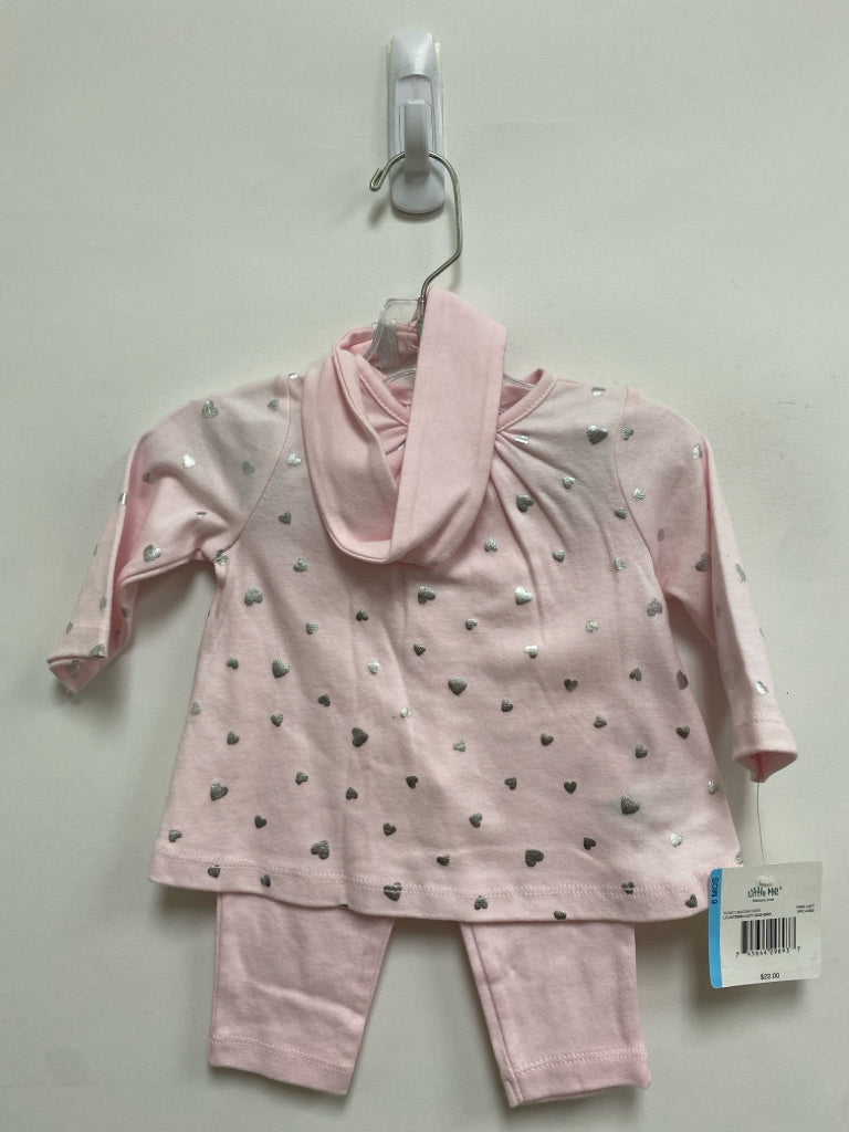 NWT Little Me SIZE 6M Pale Pink Silver Hearts Girl&
