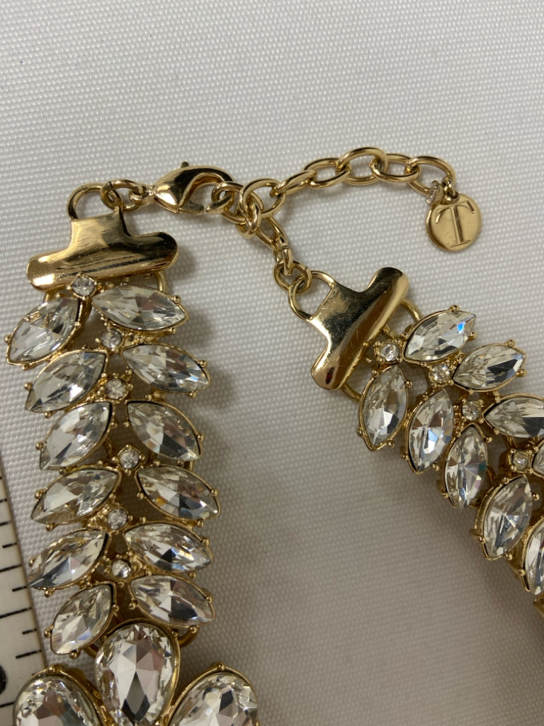 Talbots Gold Color Clear Flowers Necklace
