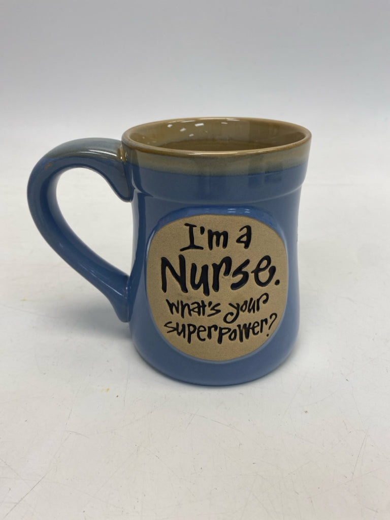 Blue Tan Words Coffee Mug