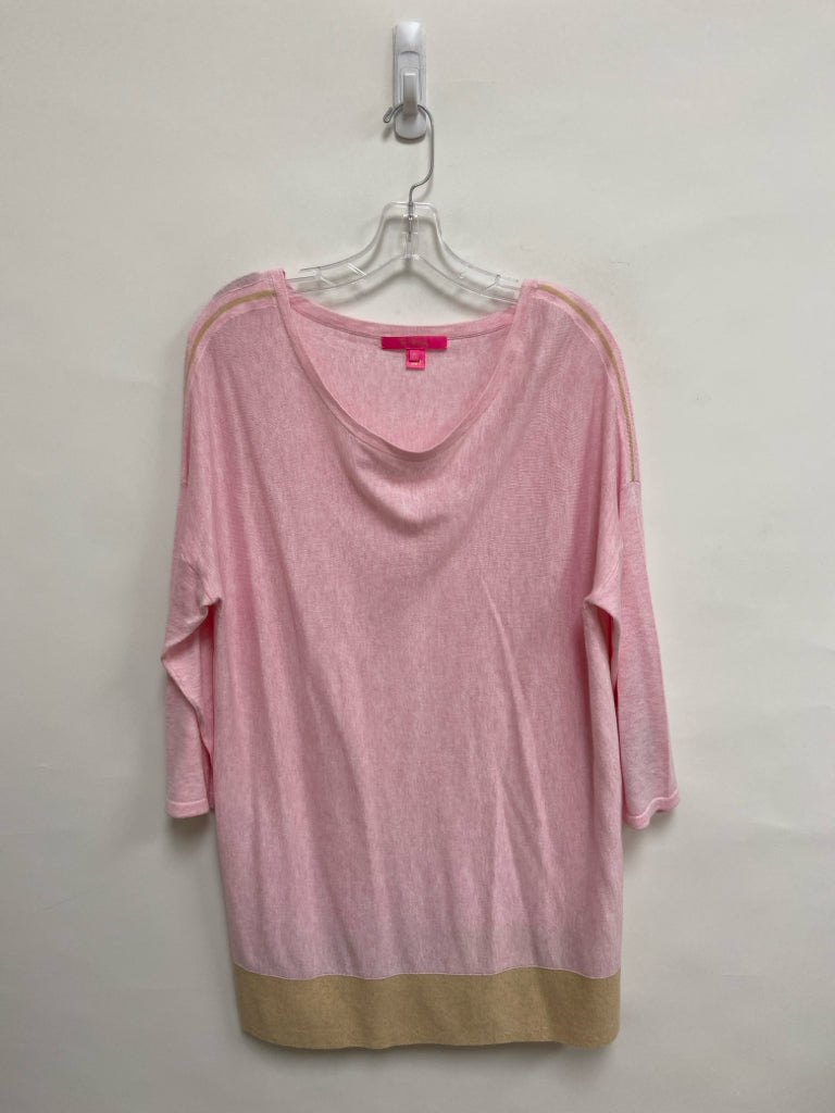 LILLY PULITZER Size XL Pink Tan Trimmed Tunic Ladies Sweater