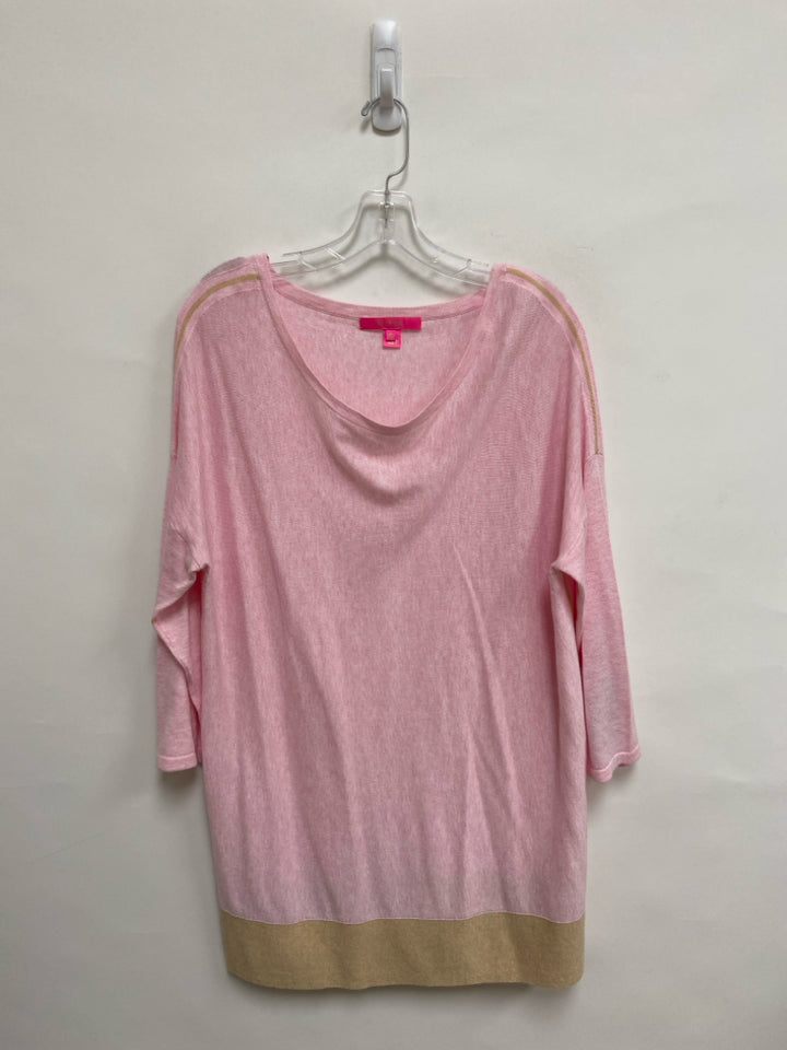 LILLY PULITZER Size XL Pink Tan Trimmed Tunic Ladies Sweater