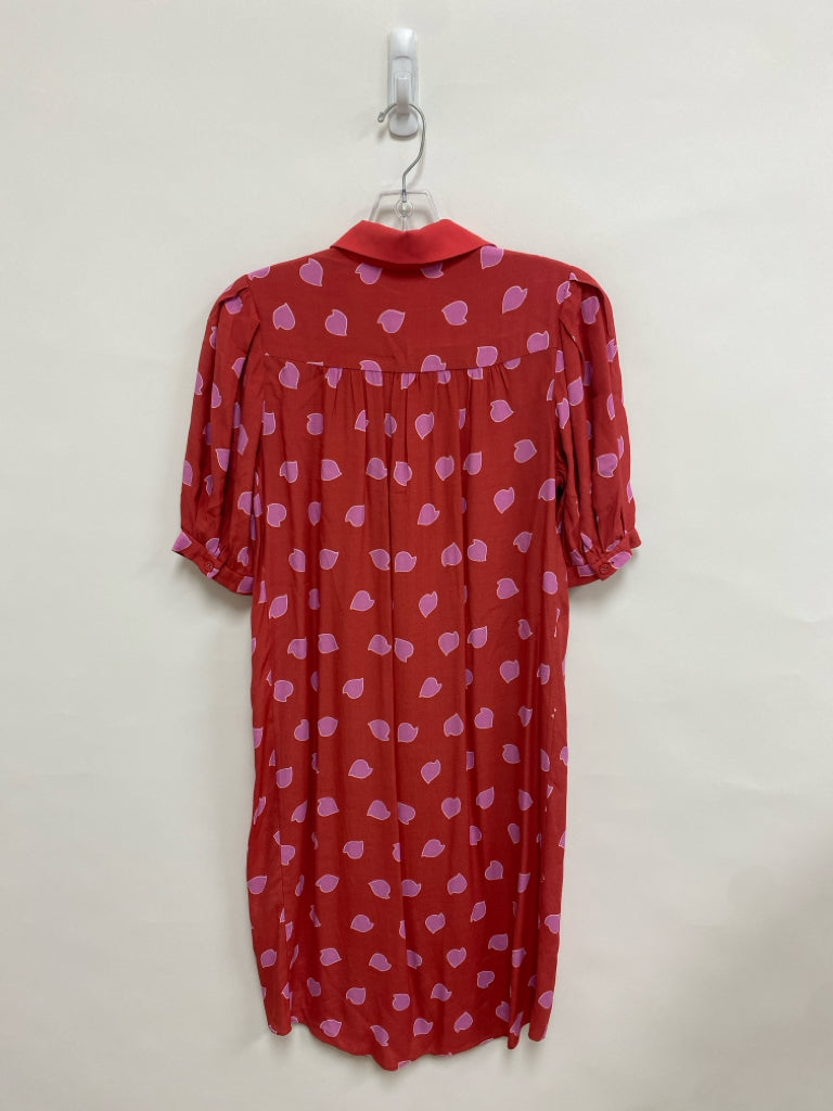 Diane Von Furstenberg Size 0 Red Lavender Shapes Button Up Ladies Dress