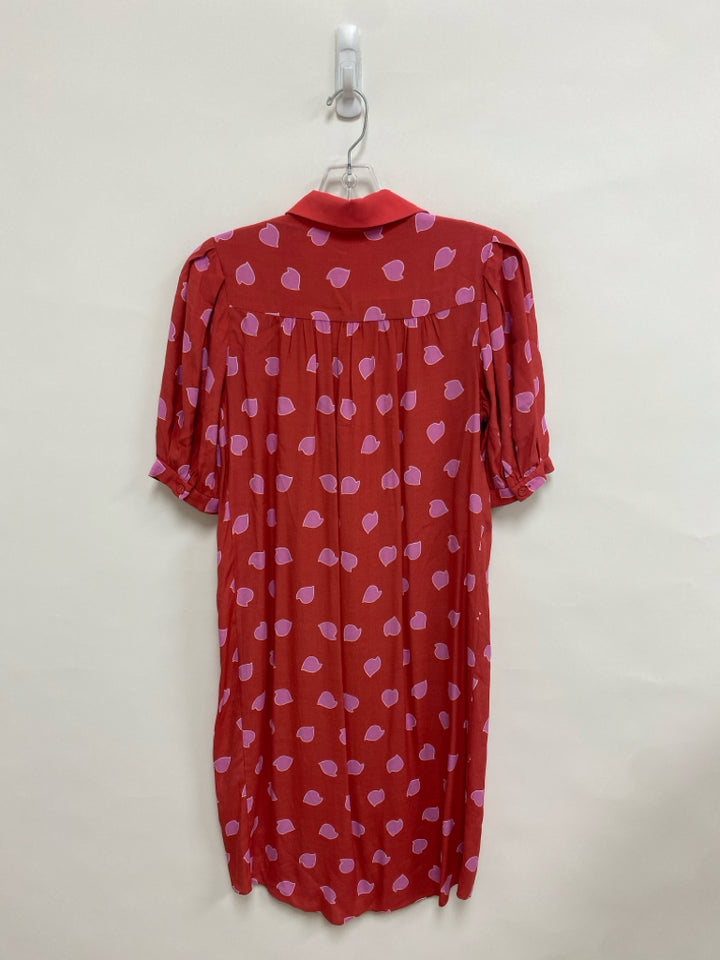 Diane Von Furstenberg Size 0 Red Lavender Shapes Button Up Ladies Dress